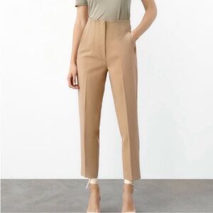 NWT Zara High-Waisted Pants women's medium in Taupe-Brown